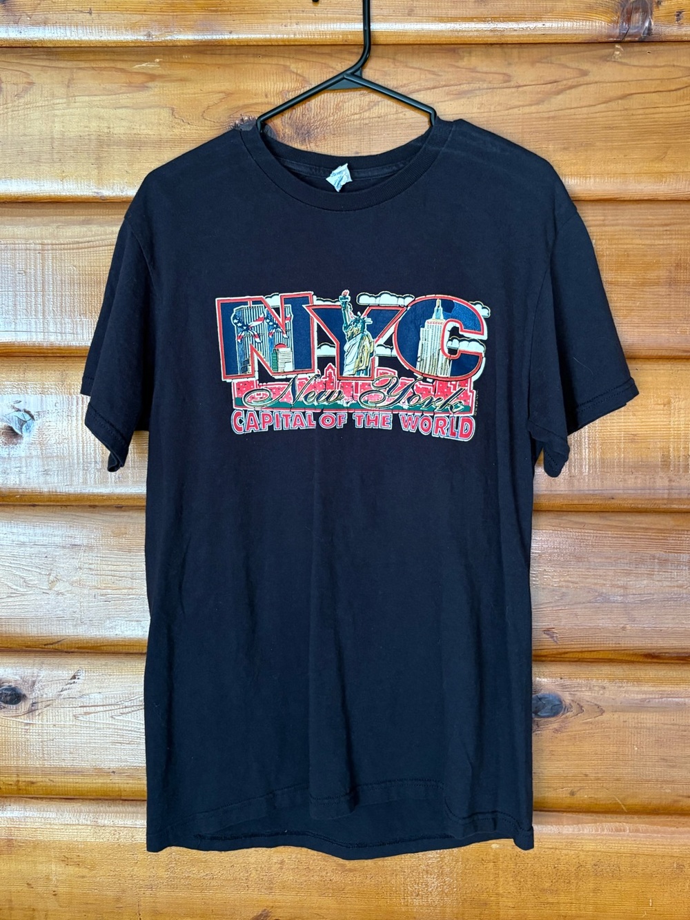 Vintage NYC New York Graphic Tee Delta Pro Weight Black Size M Y2K